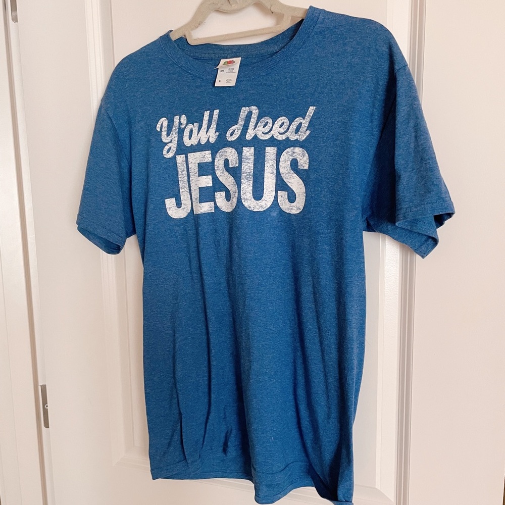 Fruit of the Loom blue “Ya’ll Need Jesus” tee